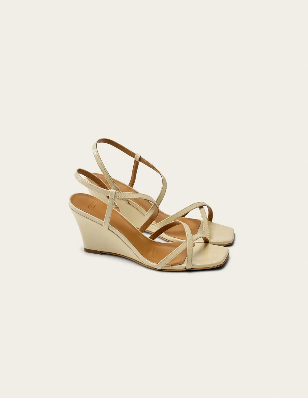 Hono Heeled sandals - Ecru Pleated Leather