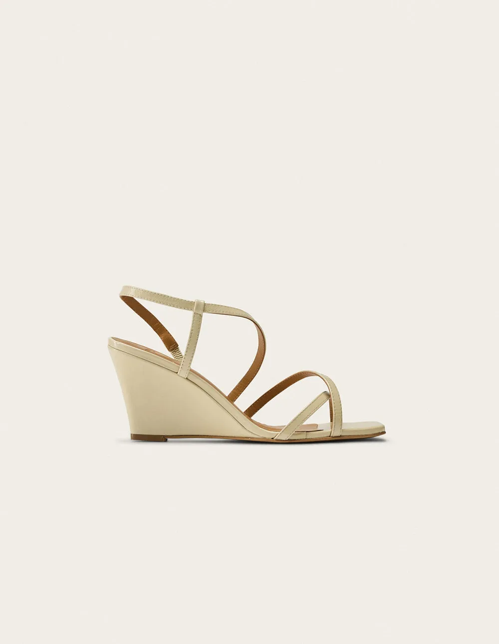 Hono Heeled sandals - Ecru Pleated Leather