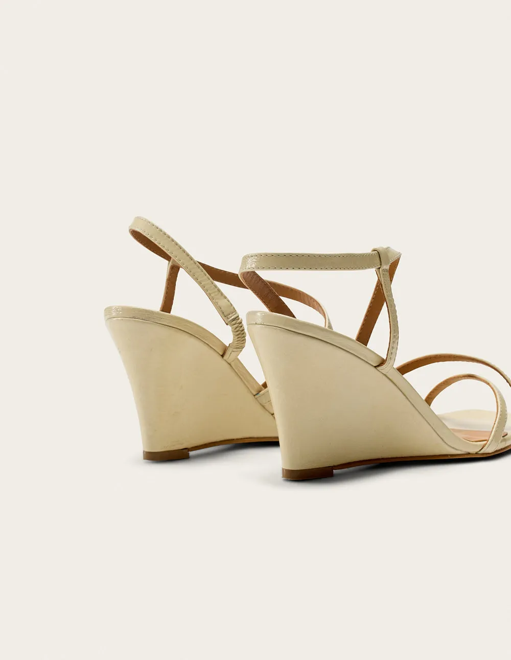 Hono Heeled sandals - Ecru Pleated Leather