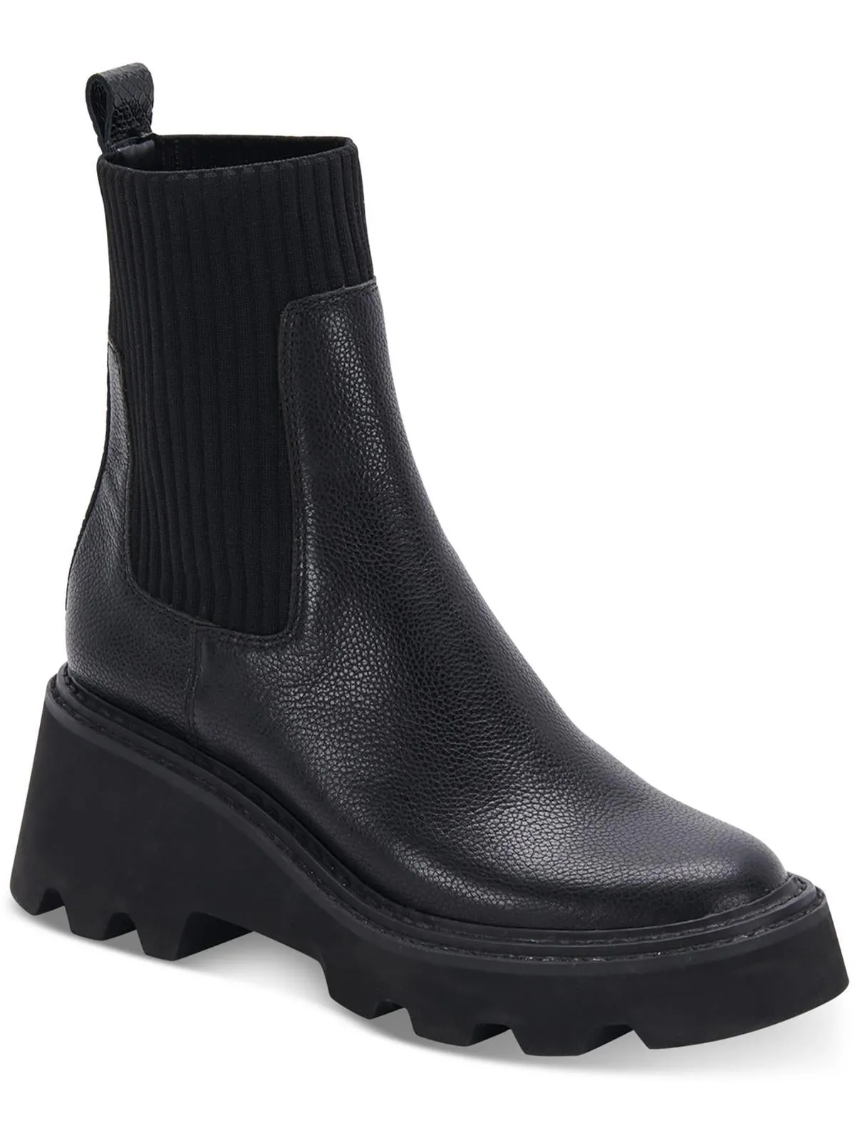 Hoven Womens Leather Lugged Sole Chelsea Boots