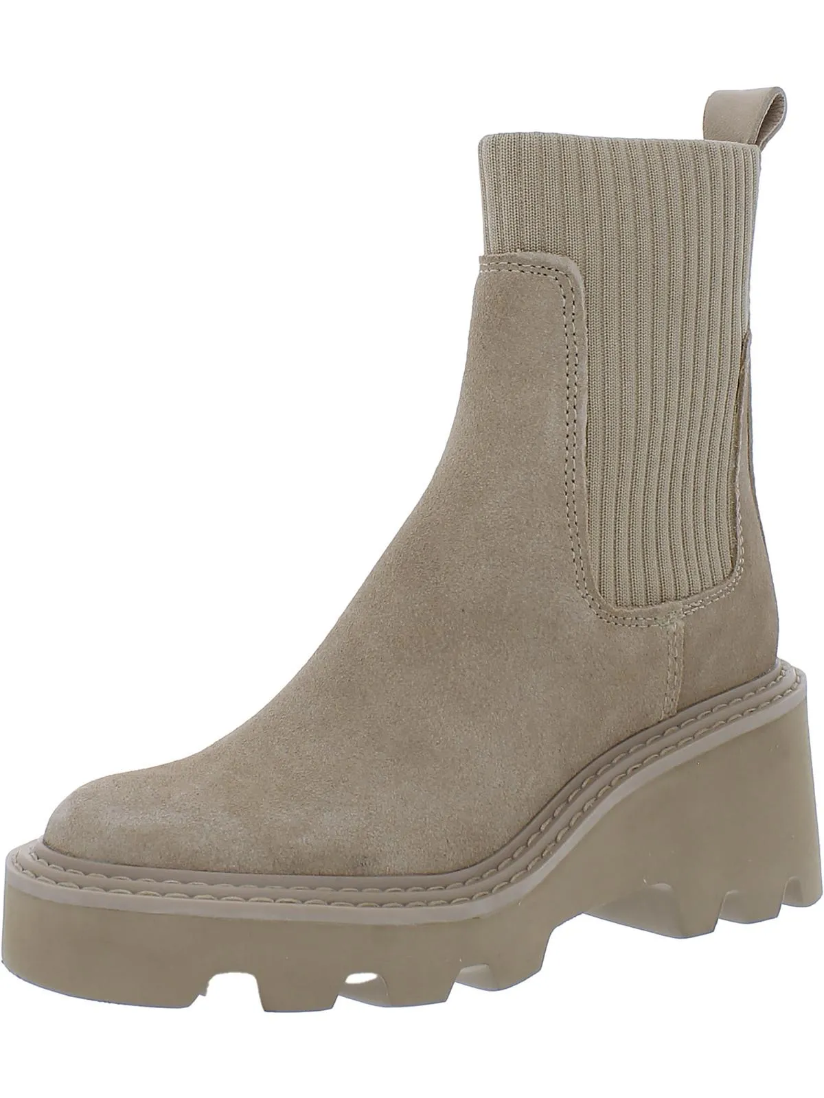 Hoven Womens Leather Lugged Sole Chelsea Boots