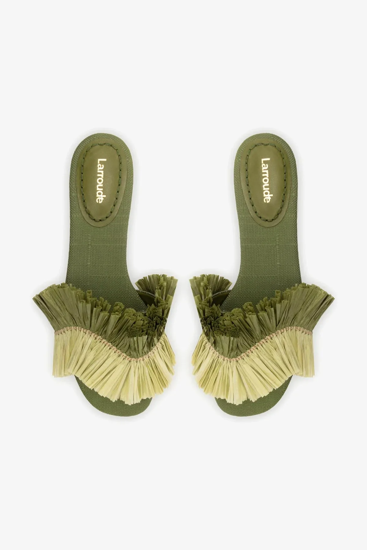 Ivy Fringe Flat In Seaweed Raffia