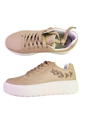 Ivy Rhinestone Walk All Day Sneakers In Tan