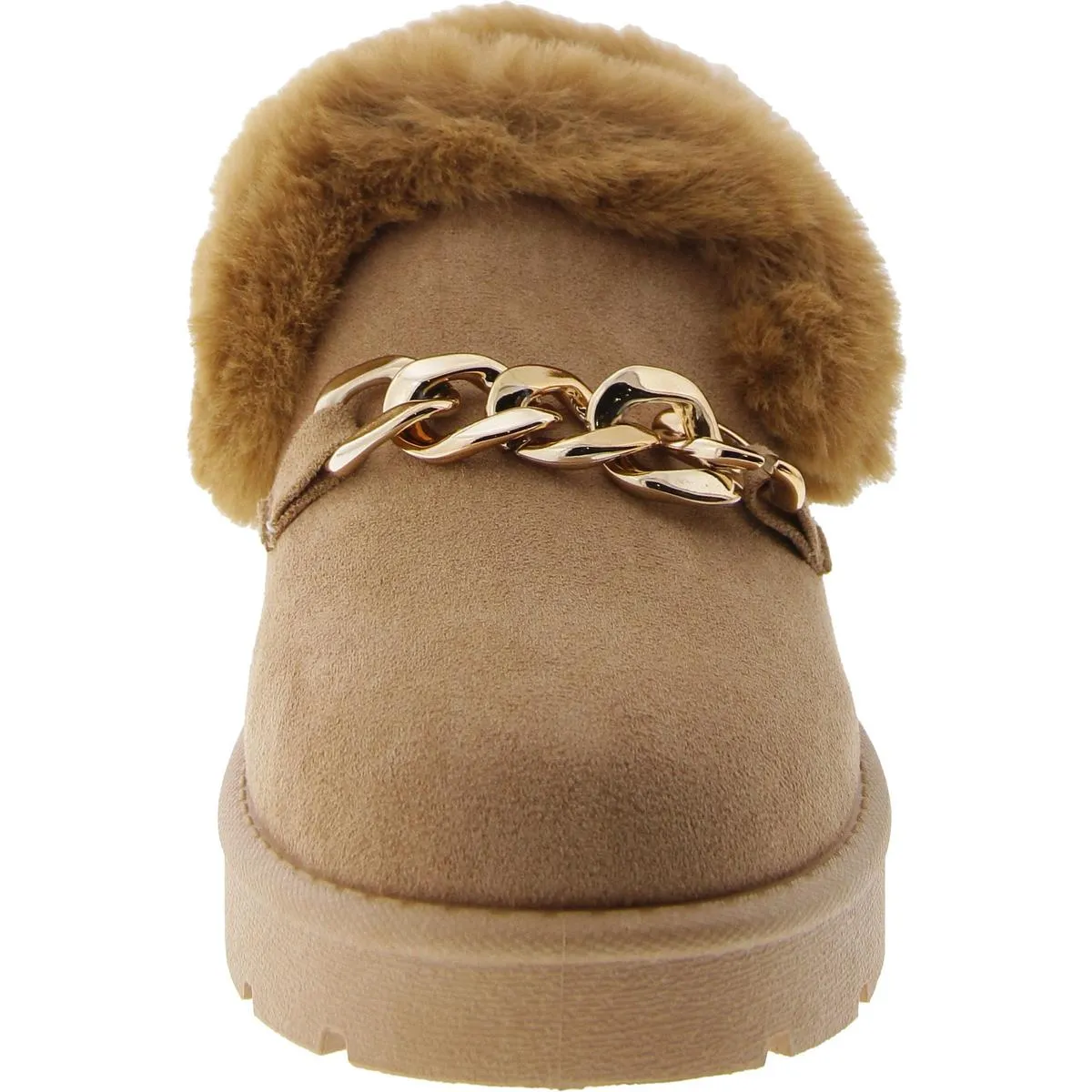 Jeopardy  Womens Chain Faux Fur Loafers