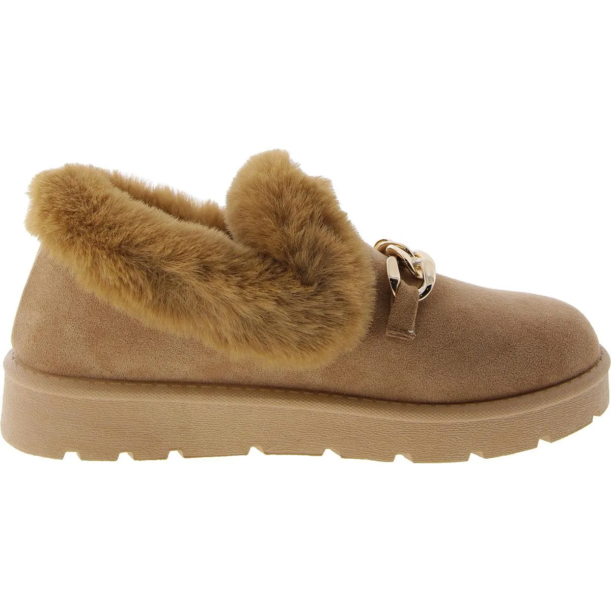 Jeopardy  Womens Chain Faux Fur Loafers