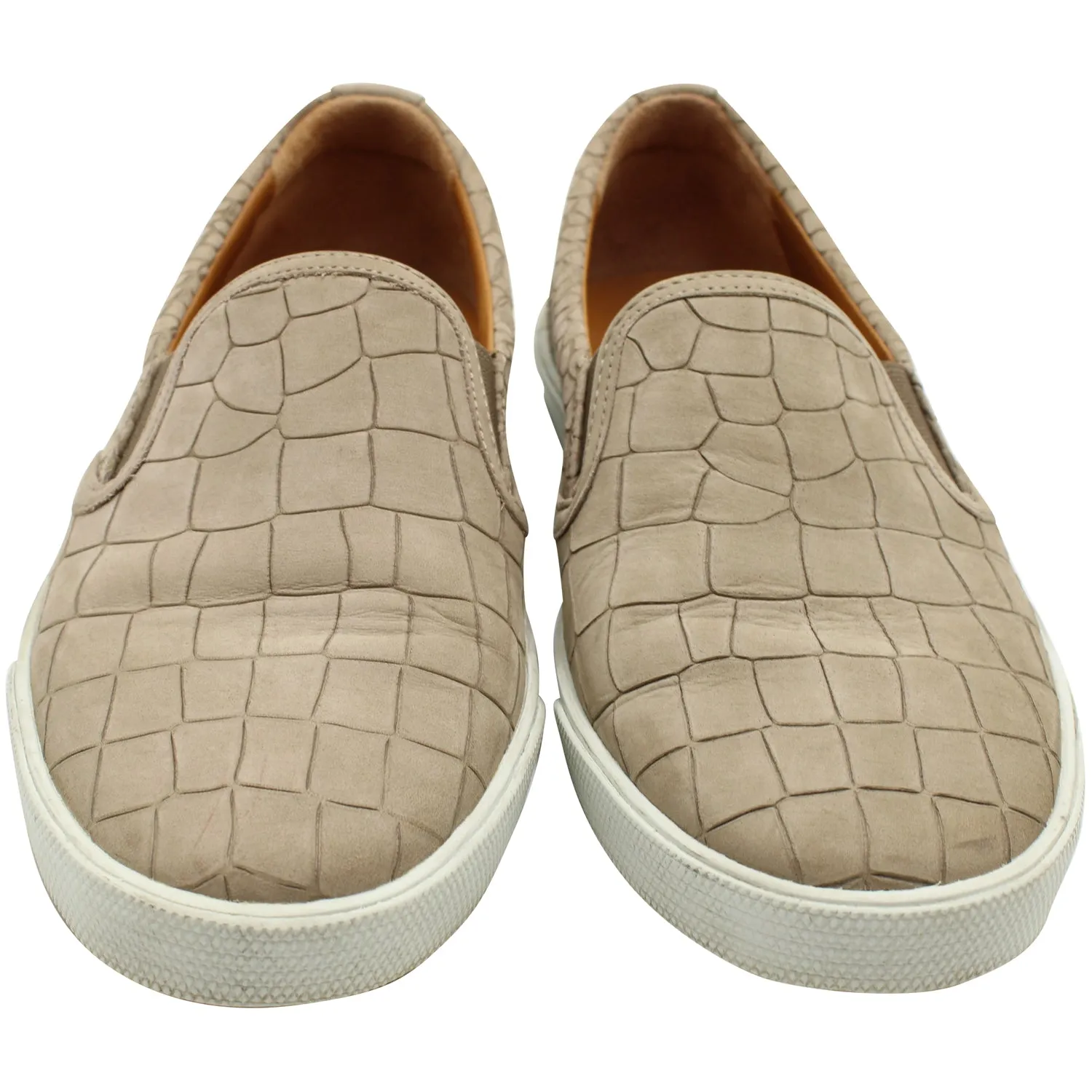 Jimmy Choo Croc-embossed Slip-on Sneakers in Nude Leather