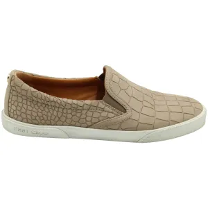 Jimmy Choo Croc-embossed Slip-on Sneakers in Nude Leather