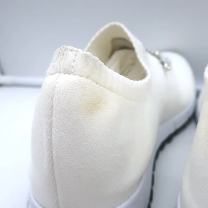 Jimmy Choo Verona Crystal-Embellished Knit Sneakers White Size 39
