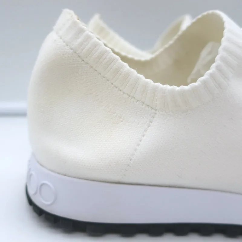 Jimmy Choo Verona Crystal-Embellished Knit Sneakers White Size 39