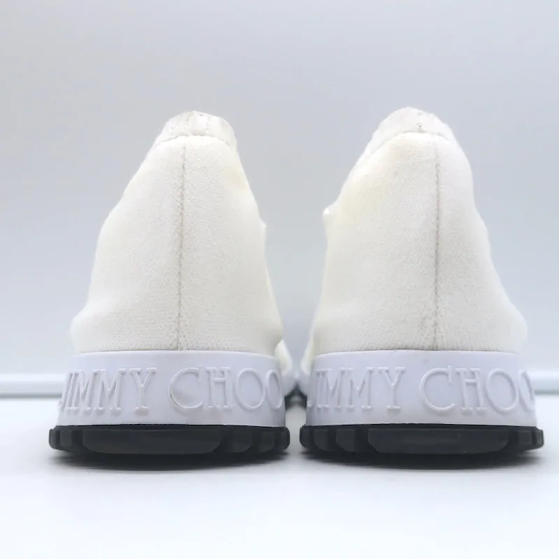 Jimmy Choo Verona Crystal-Embellished Knit Sneakers White Size 39