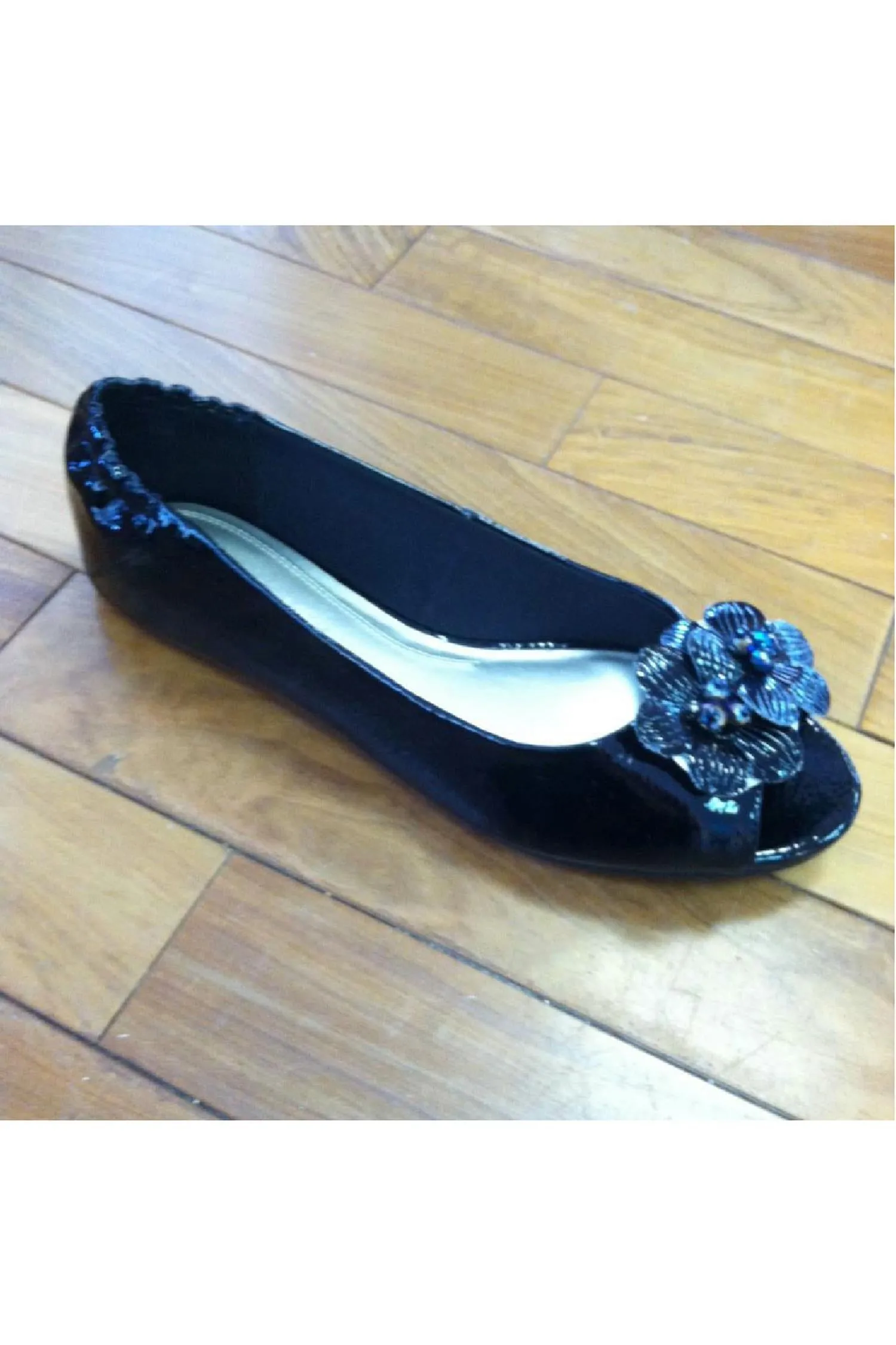 Kate Peep Toe In Black Patent