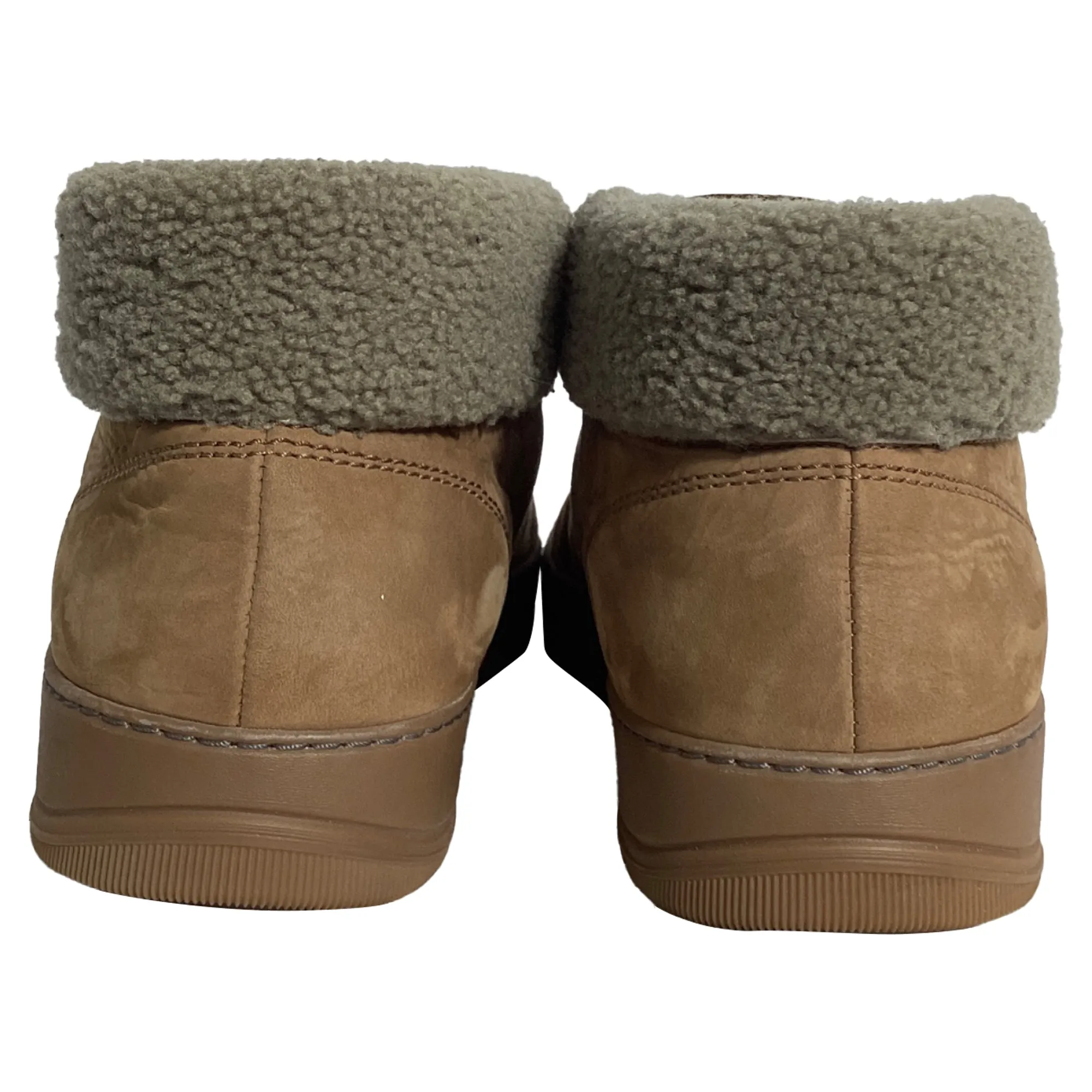 Lanvin Nubuck Shear-Lined High-Top Sneakers in Brown Suede