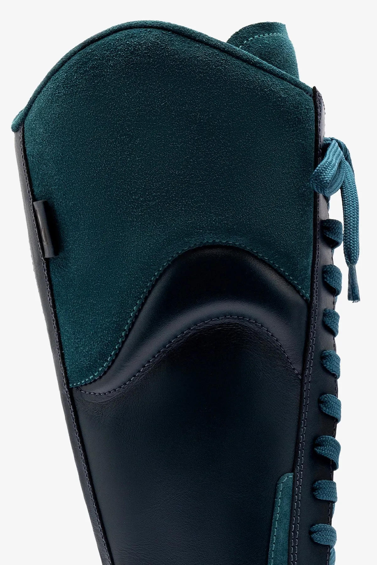 Larroudé x Jonathan Cohen Flat Hi Sneaker Boot In Teal Suede