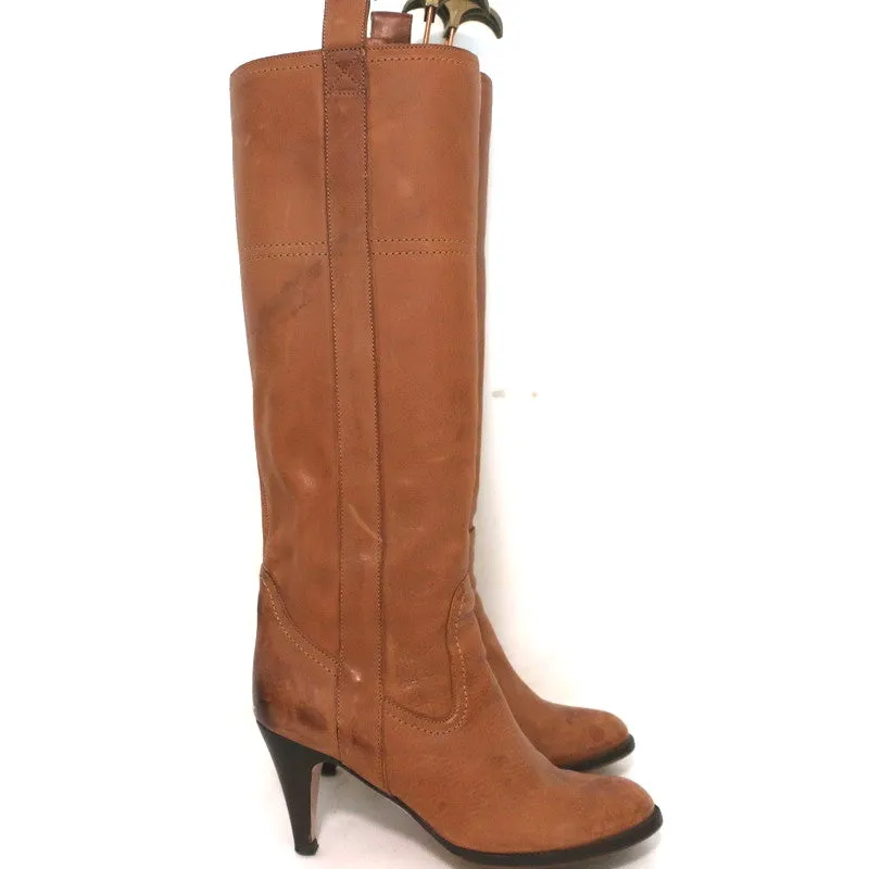 L'Autre Chose Knee High Boots Caramel Leather Size 37