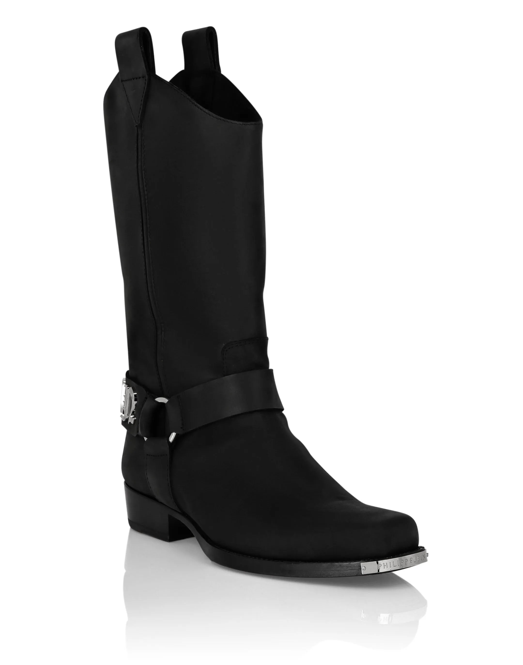 Leather Boots Flat High Gothic Plein