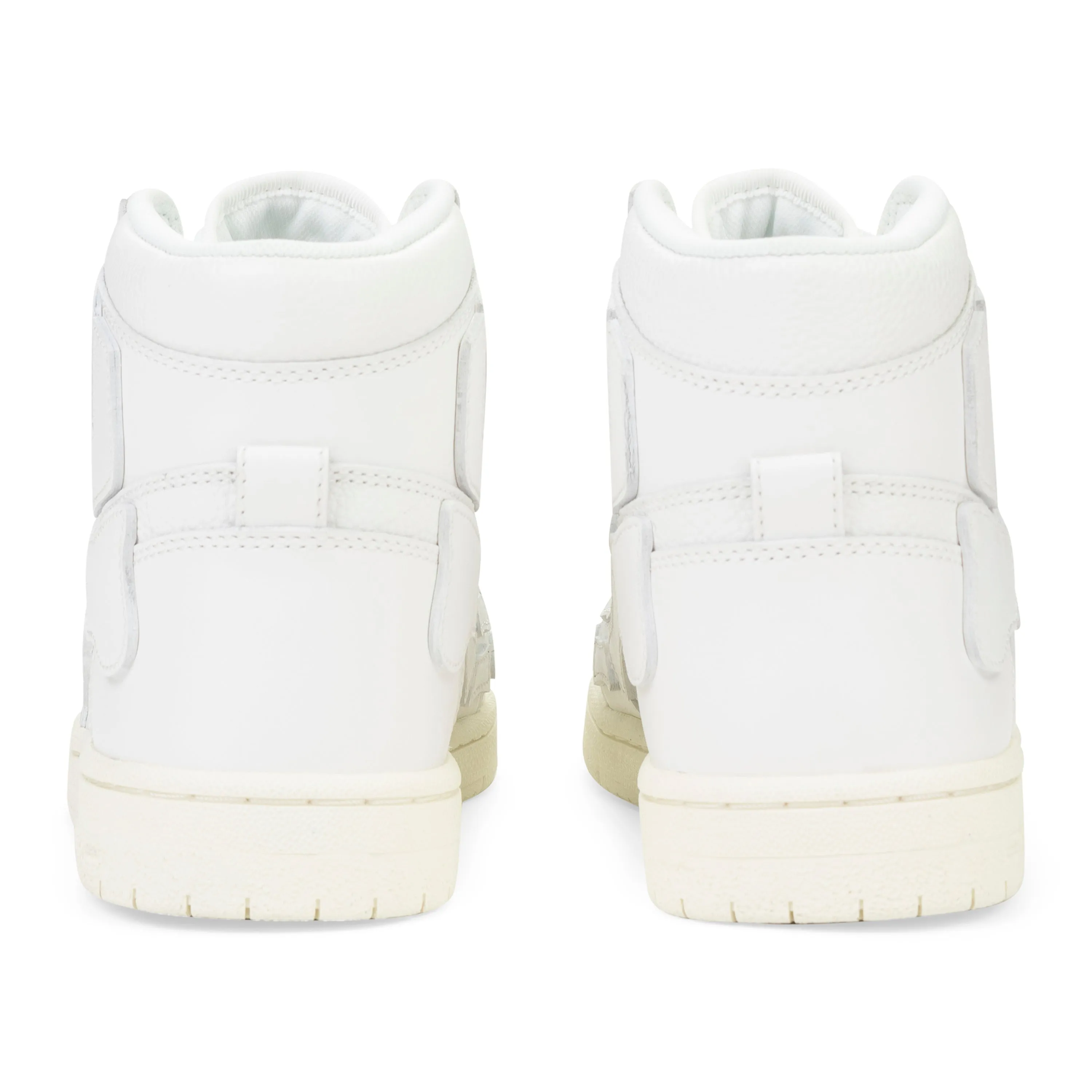 LEATHER PANELLED SKEL WHITE HI-TOP SNEAKERS