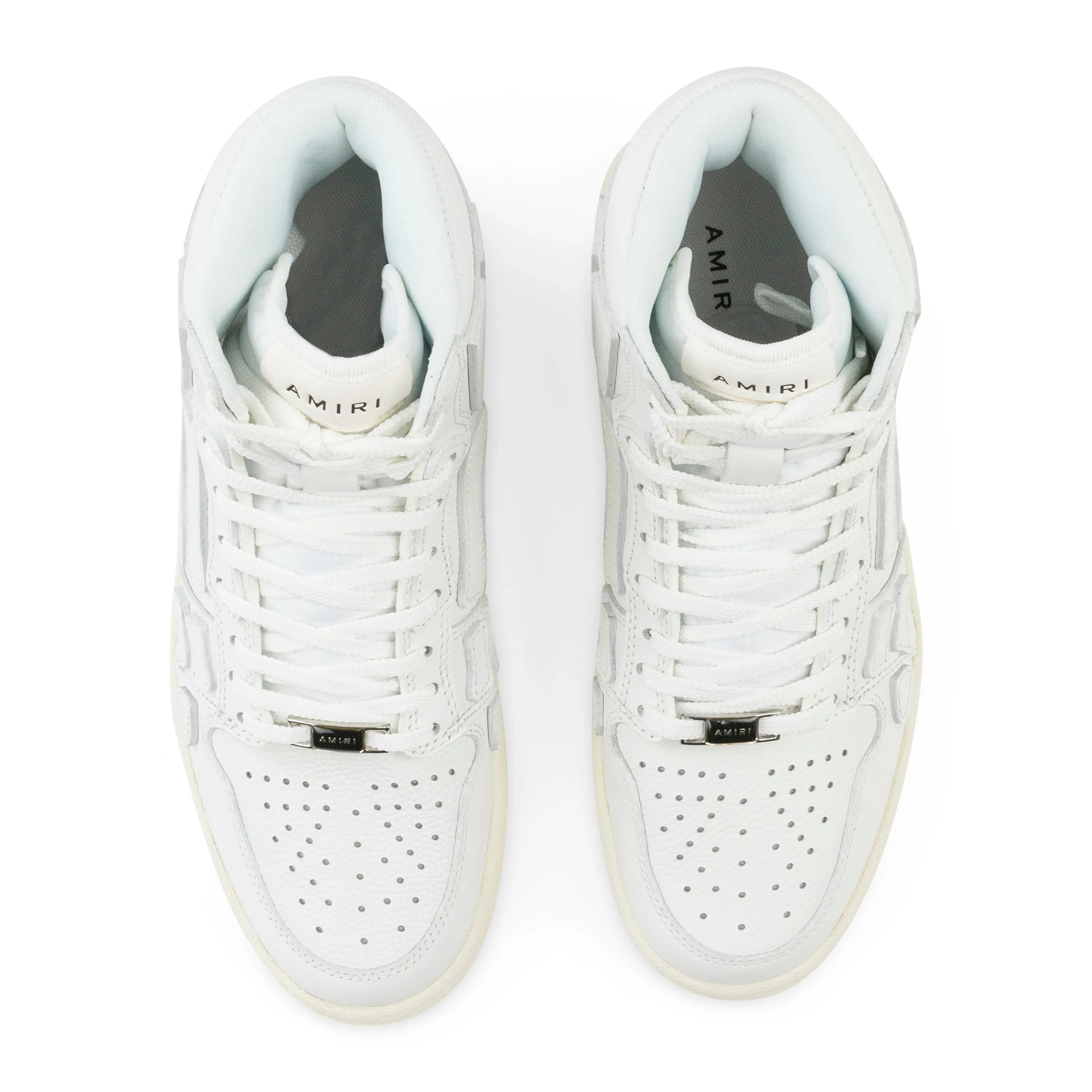 LEATHER PANELLED SKEL WHITE HI-TOP SNEAKERS
