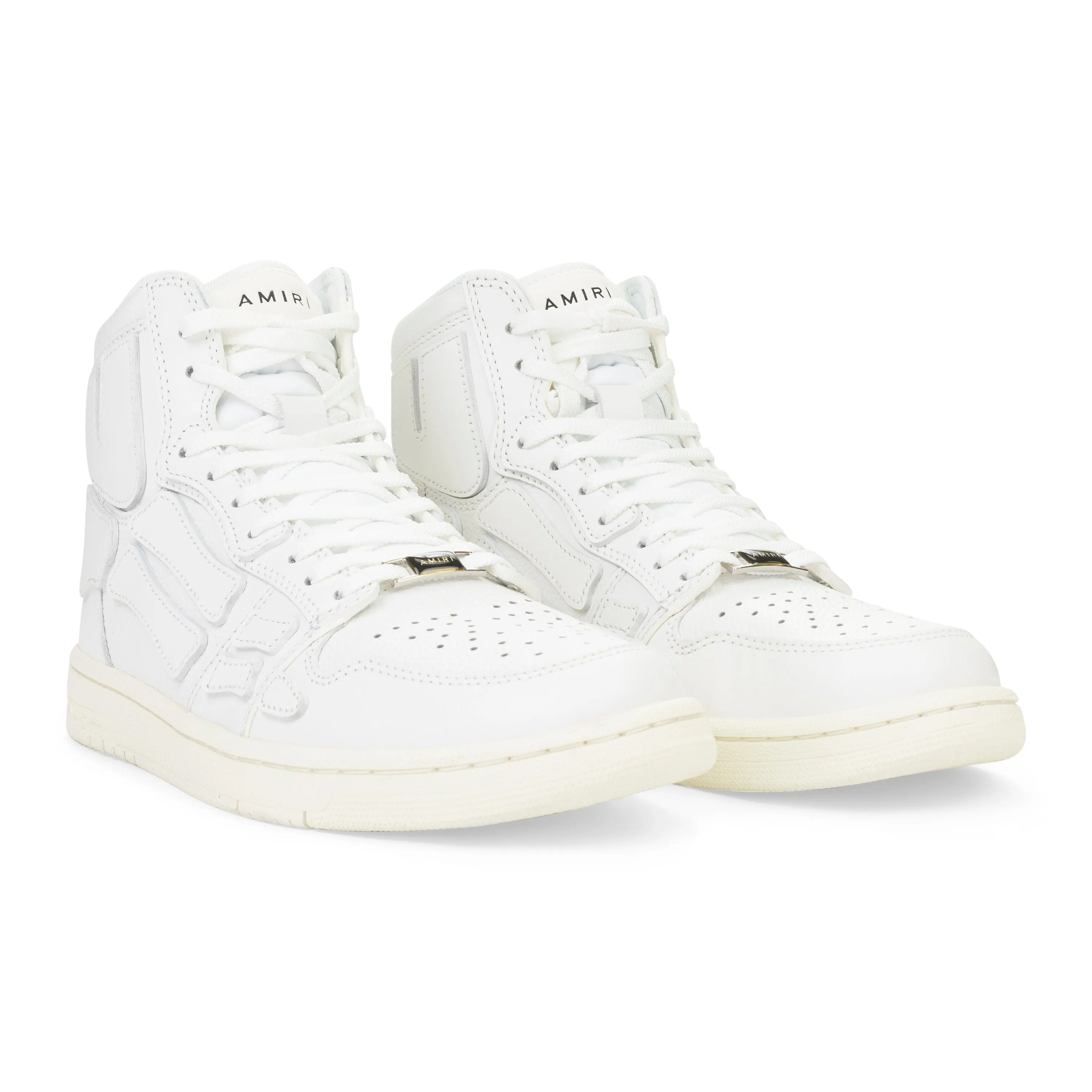 LEATHER PANELLED SKEL WHITE HI-TOP SNEAKERS