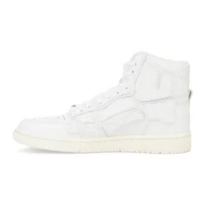 LEATHER PANELLED SKEL WHITE HI-TOP SNEAKERS