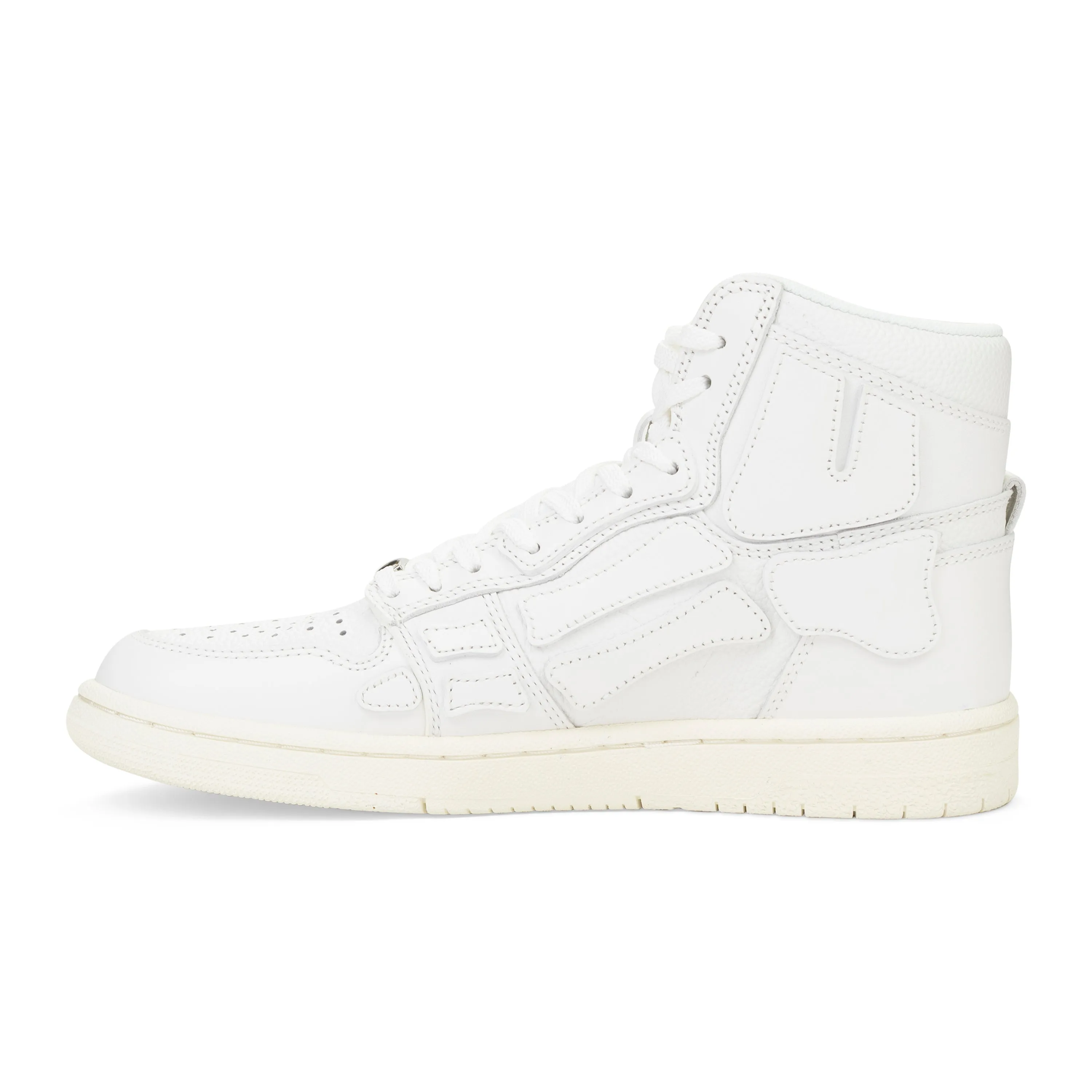 LEATHER PANELLED SKEL WHITE HI-TOP SNEAKERS