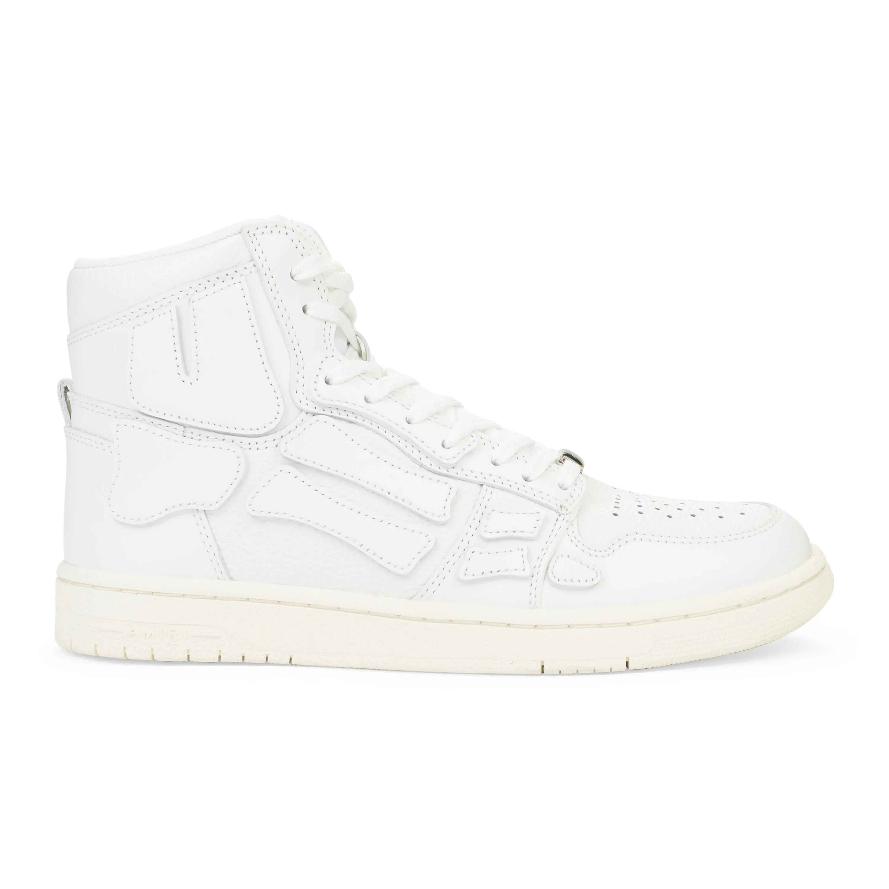 LEATHER PANELLED SKEL WHITE HI-TOP SNEAKERS