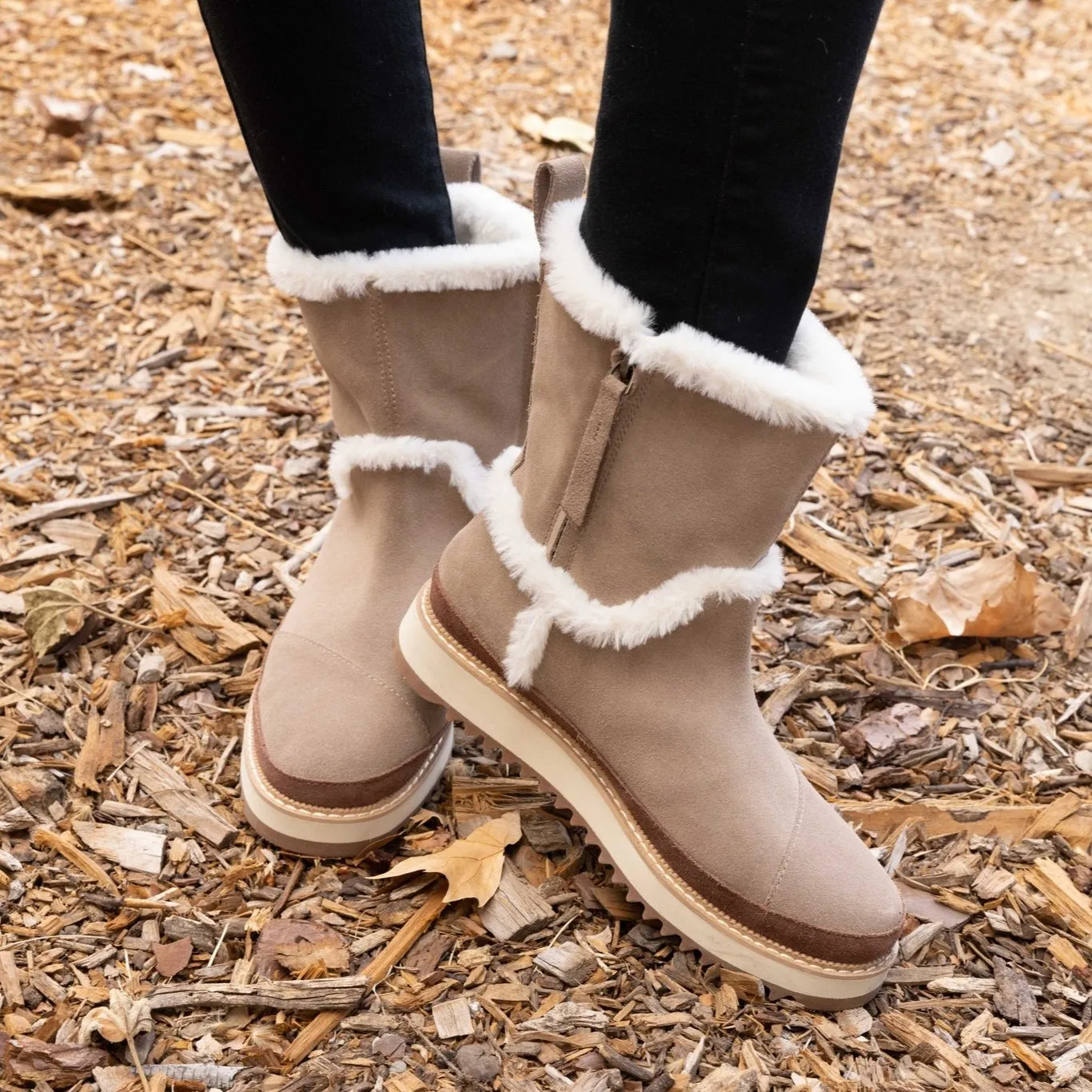 Makenna Taupe Faux Fur Boot