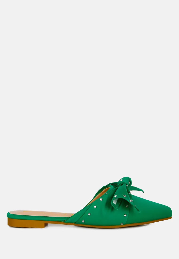 makeover studded bow flat mules