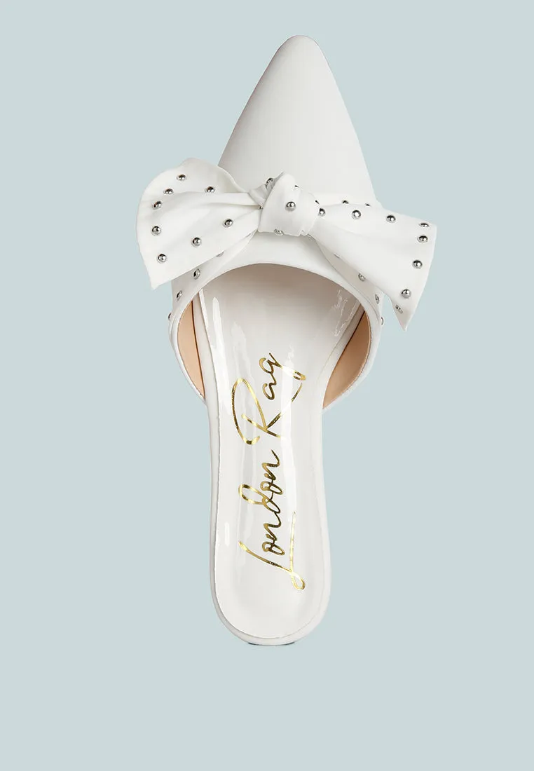 makeover studded bow flat mules