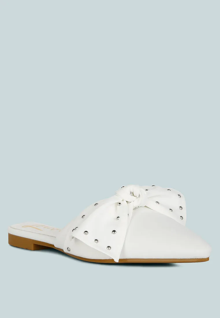 makeover studded bow flat mules