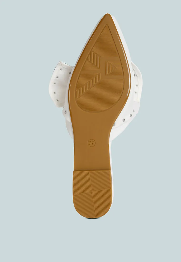 makeover studded bow flat mules