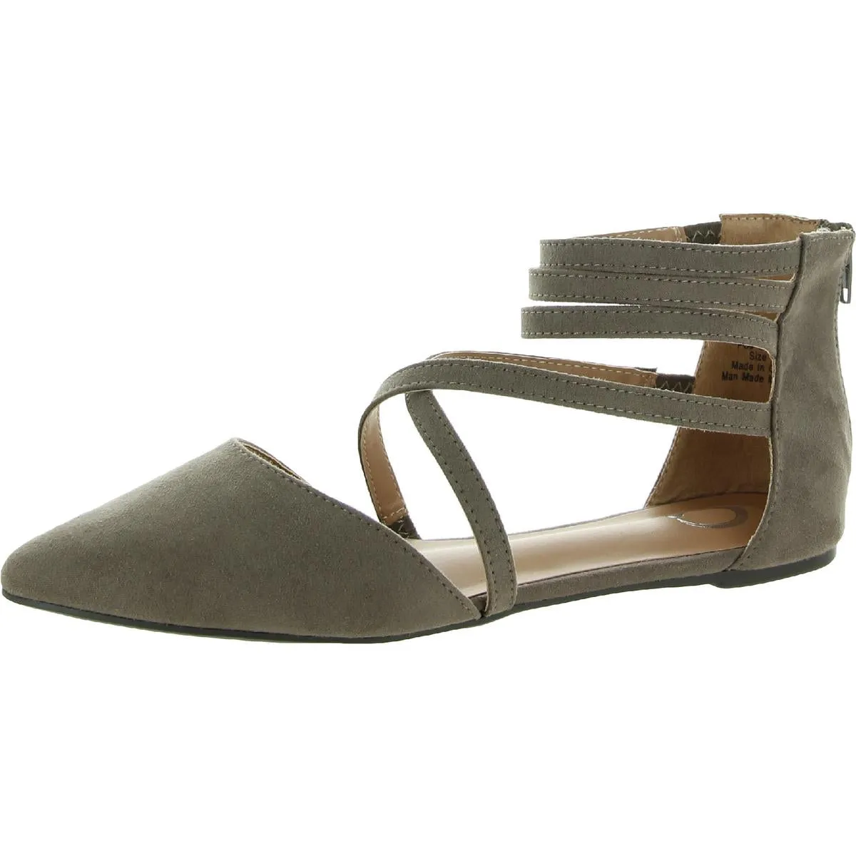 Marlee Womens Faux Suede Pointed Toe Ballet Flats