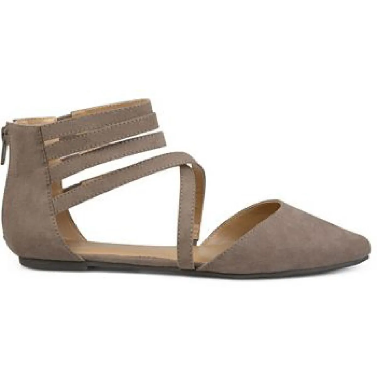 Marlee Womens Faux Suede Pointed Toe Ballet Flats