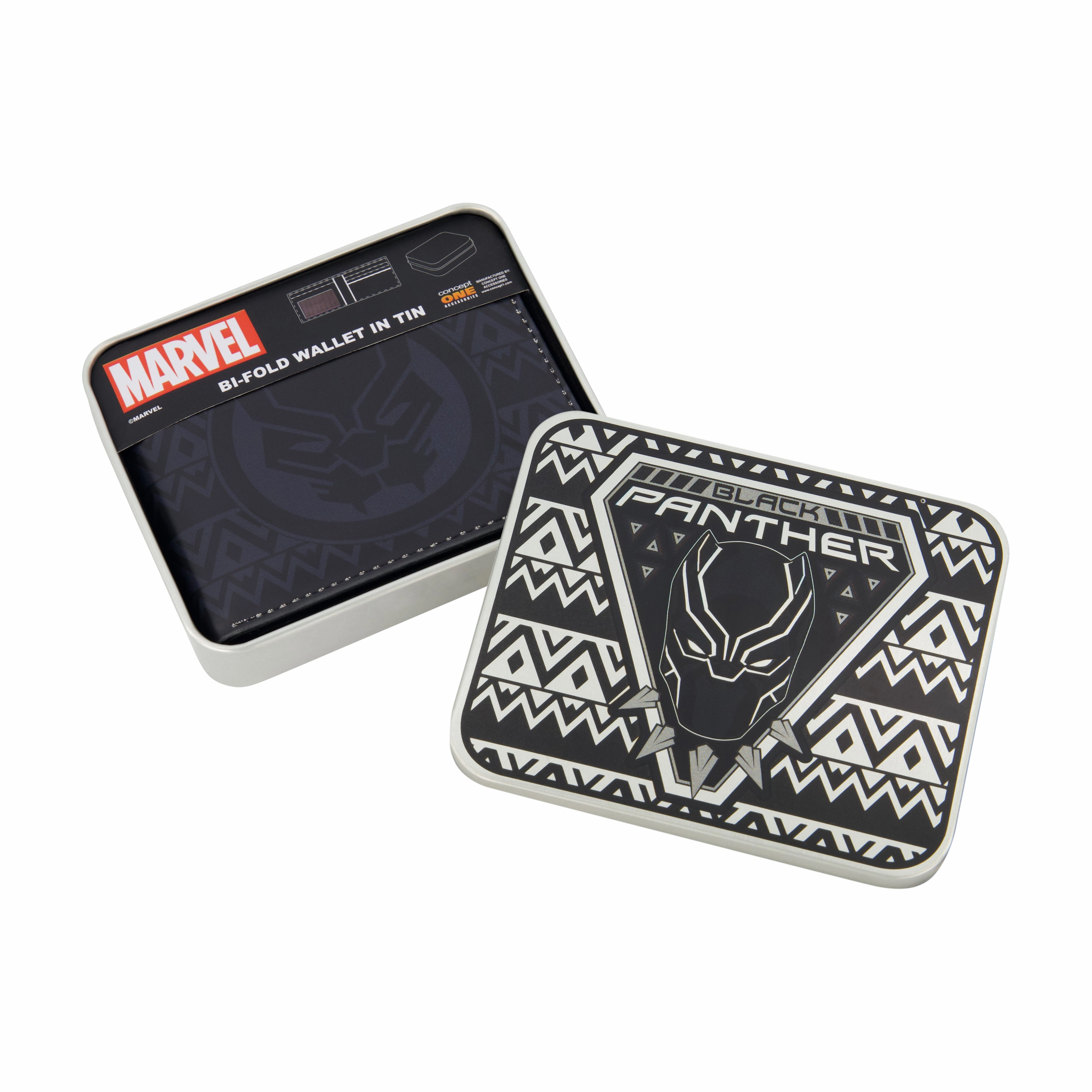 MARVEL BLACK PANTHER LOGO Bifold Wallet, Slim Wallet with Decorative Tin for Men and Women ecco Shoes