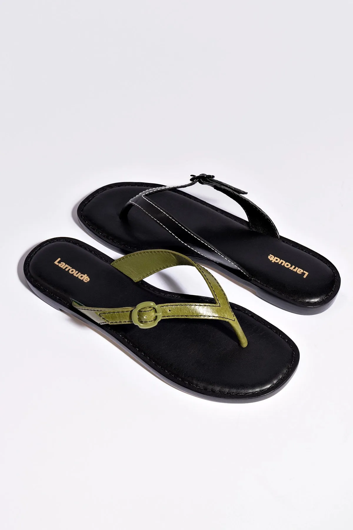 Mary Kate Flat Sandal In Black Leather