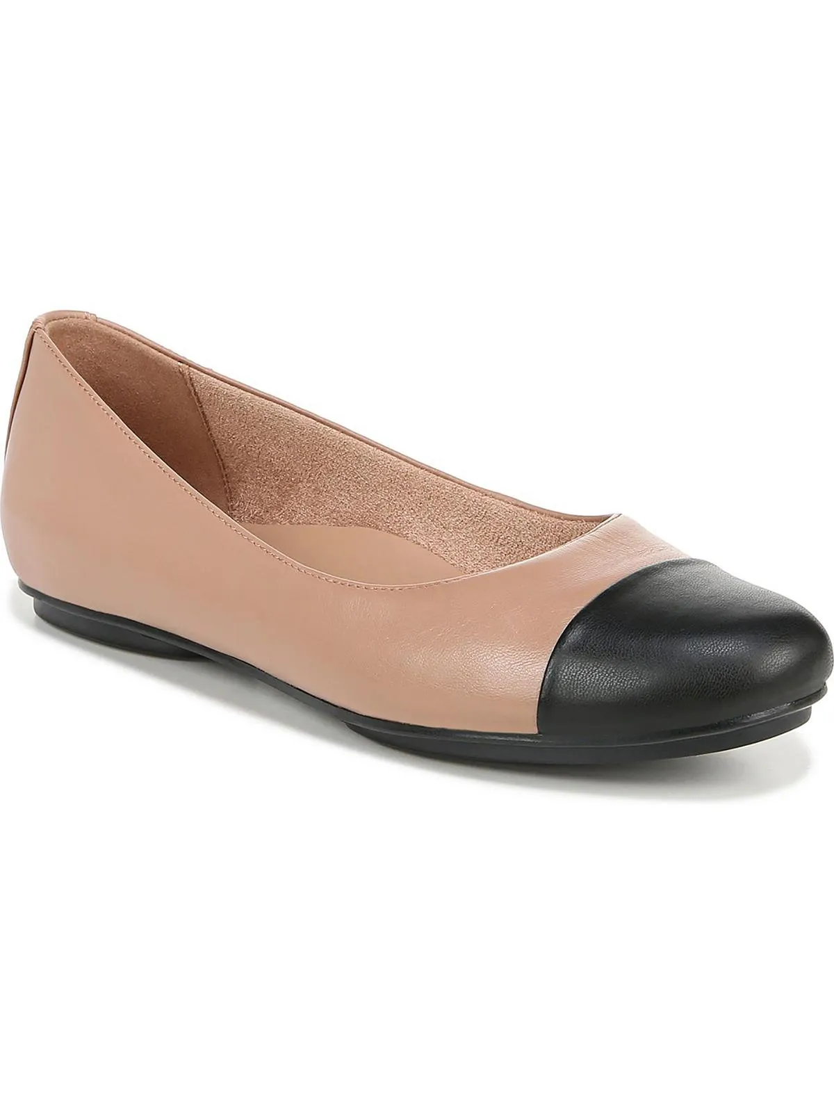 Maxwell Womens Leather Toe Cap Ballet Flats