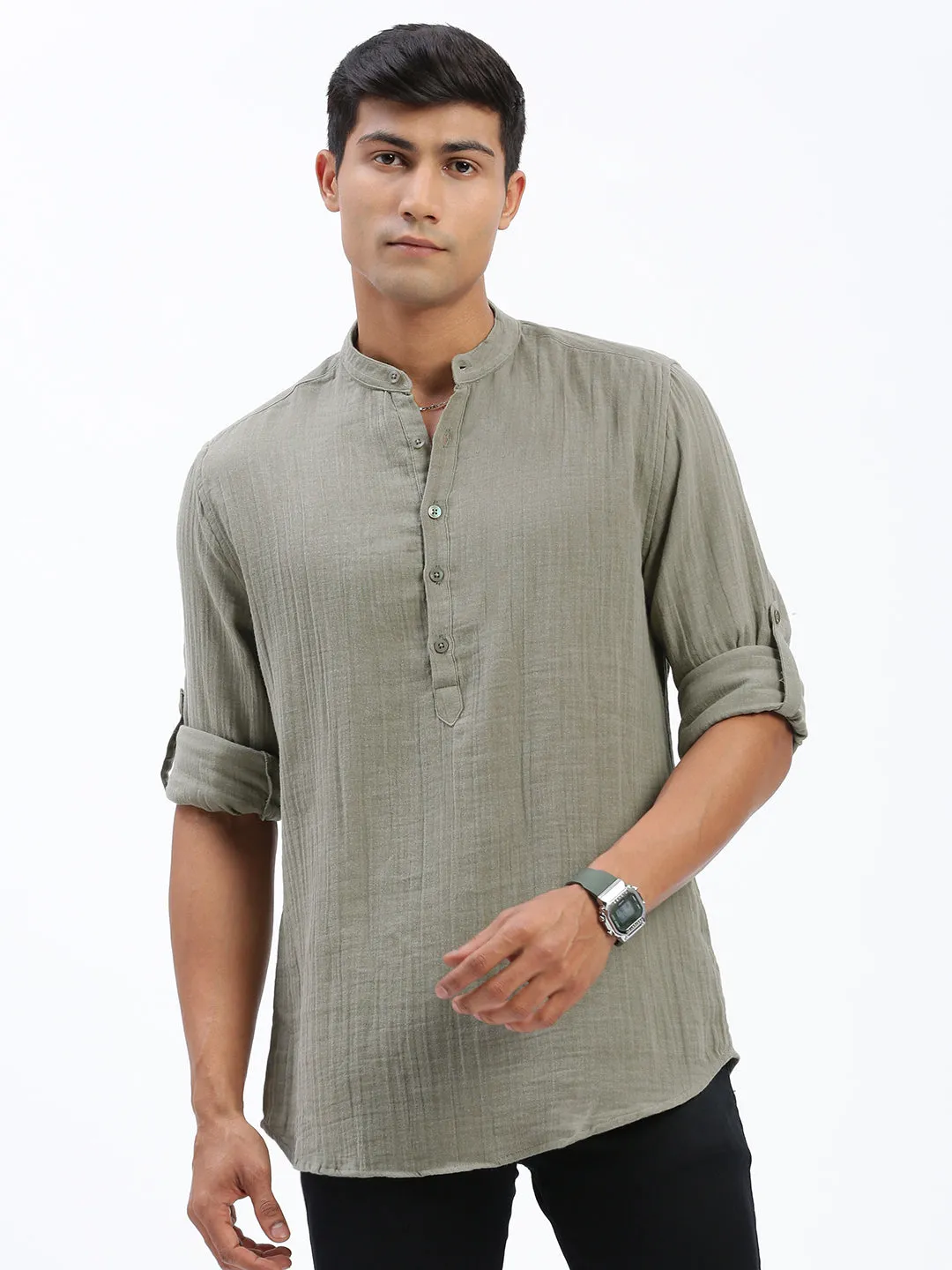 Men Green Solid Shirt