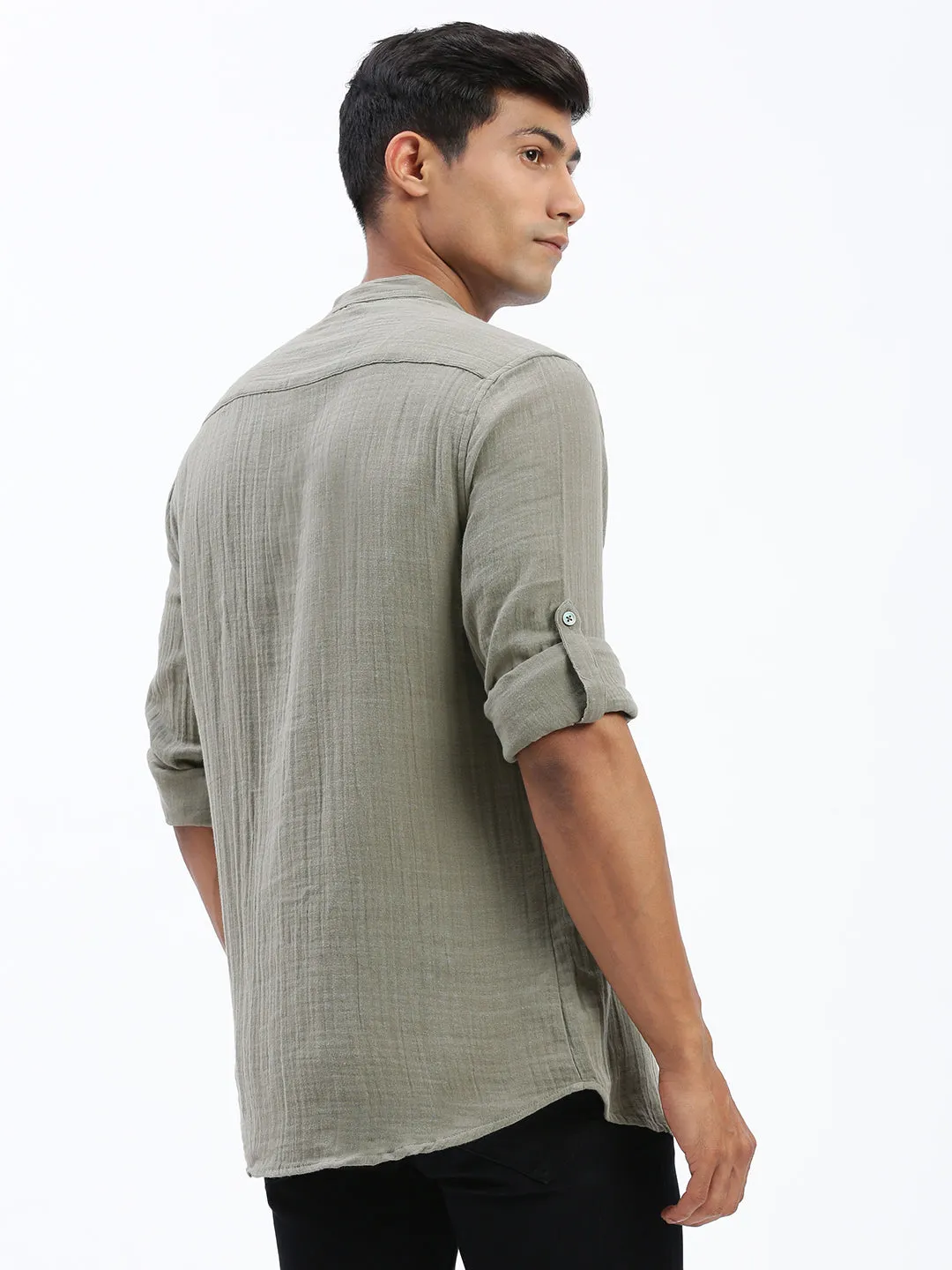 Men Green Solid Shirt