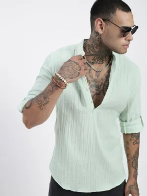 Men Green Solid Shirt