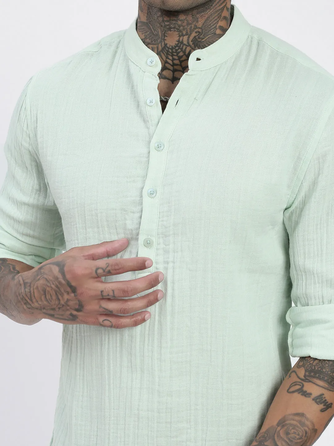 Men Green Solid Shirt