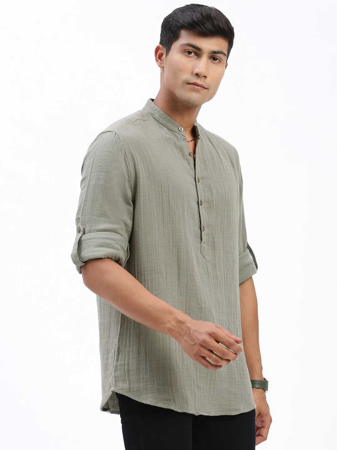Men Green Solid Shirt
