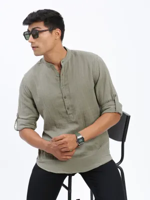 Men Green Solid Shirt