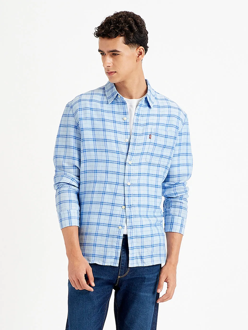 Men's Checkered Spread Collar Shirt