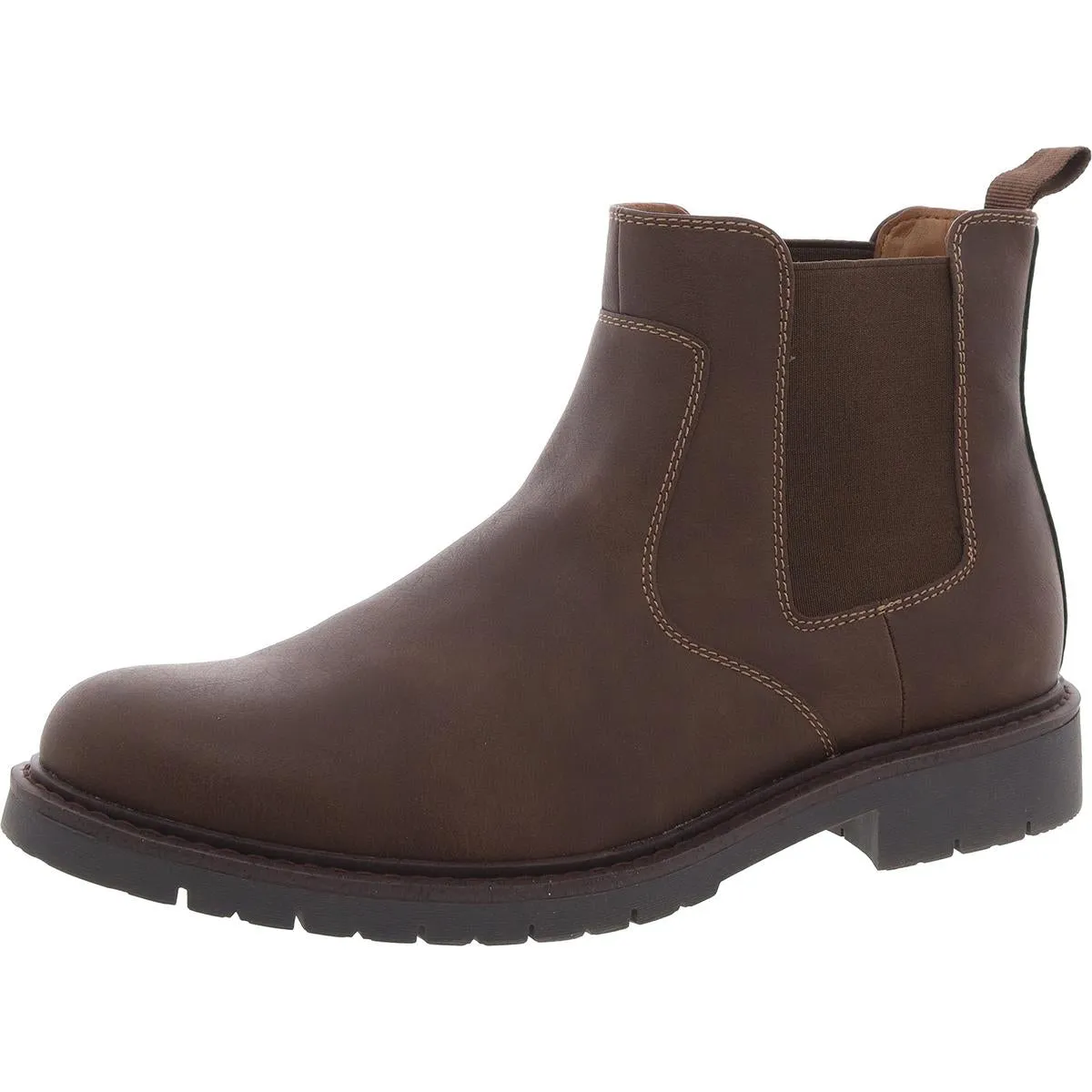 Mens Stretch Faux Leather Chelsea Boots