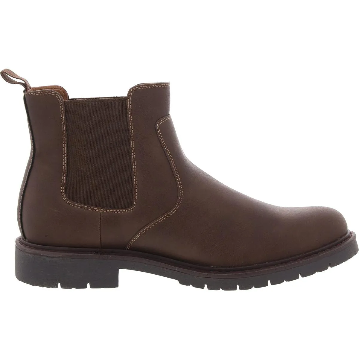 Mens Stretch Faux Leather Chelsea Boots