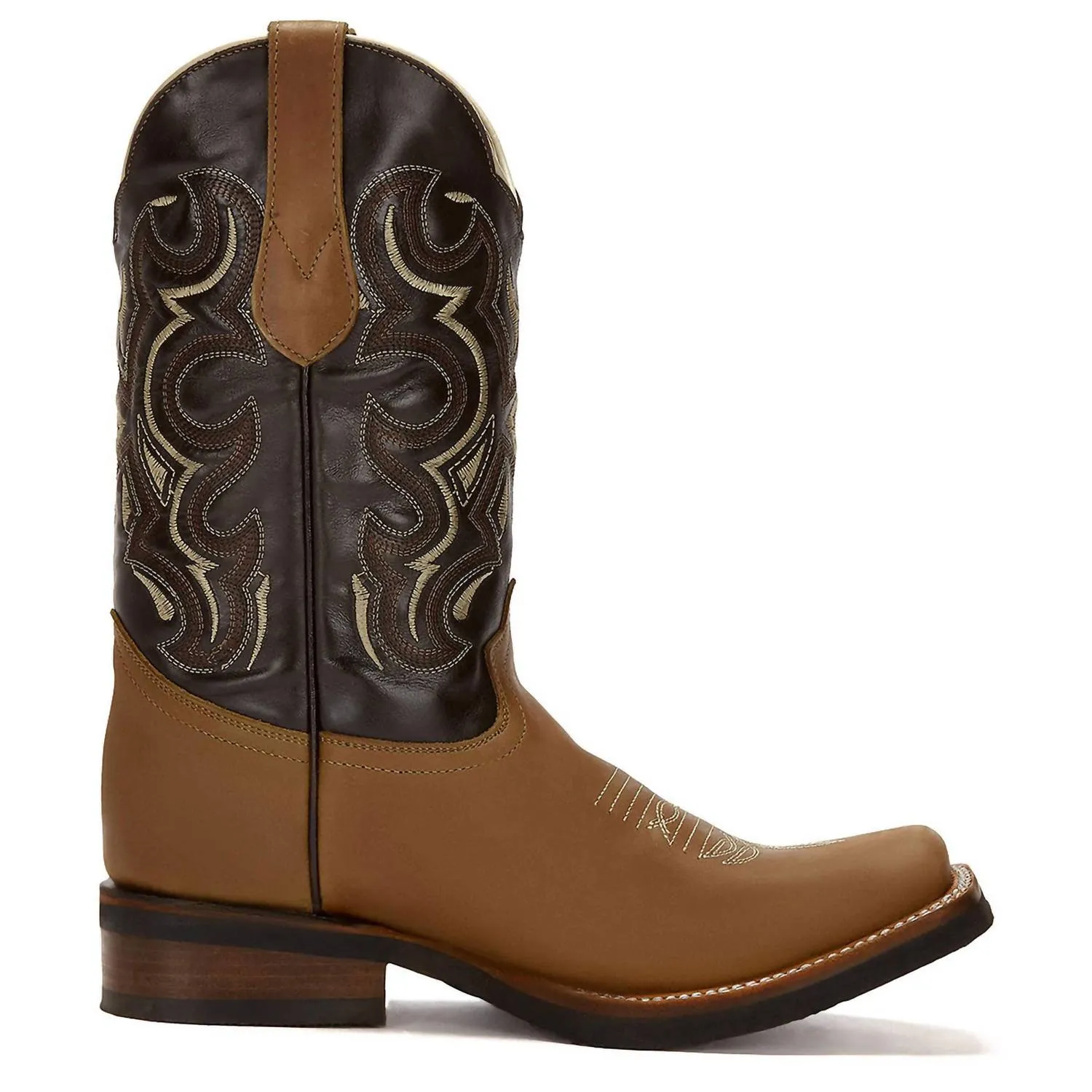 Men's Western Cowboy Leather Boots In Brown