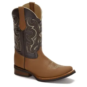 Men's Western Cowboy Leather Boots In Brown