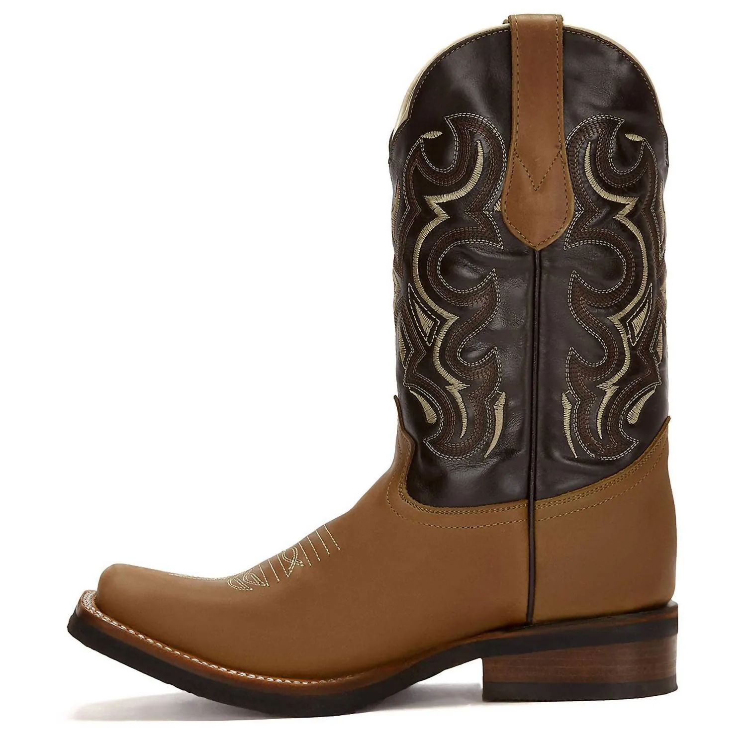 Men's Western Cowboy Leather Boots In Brown