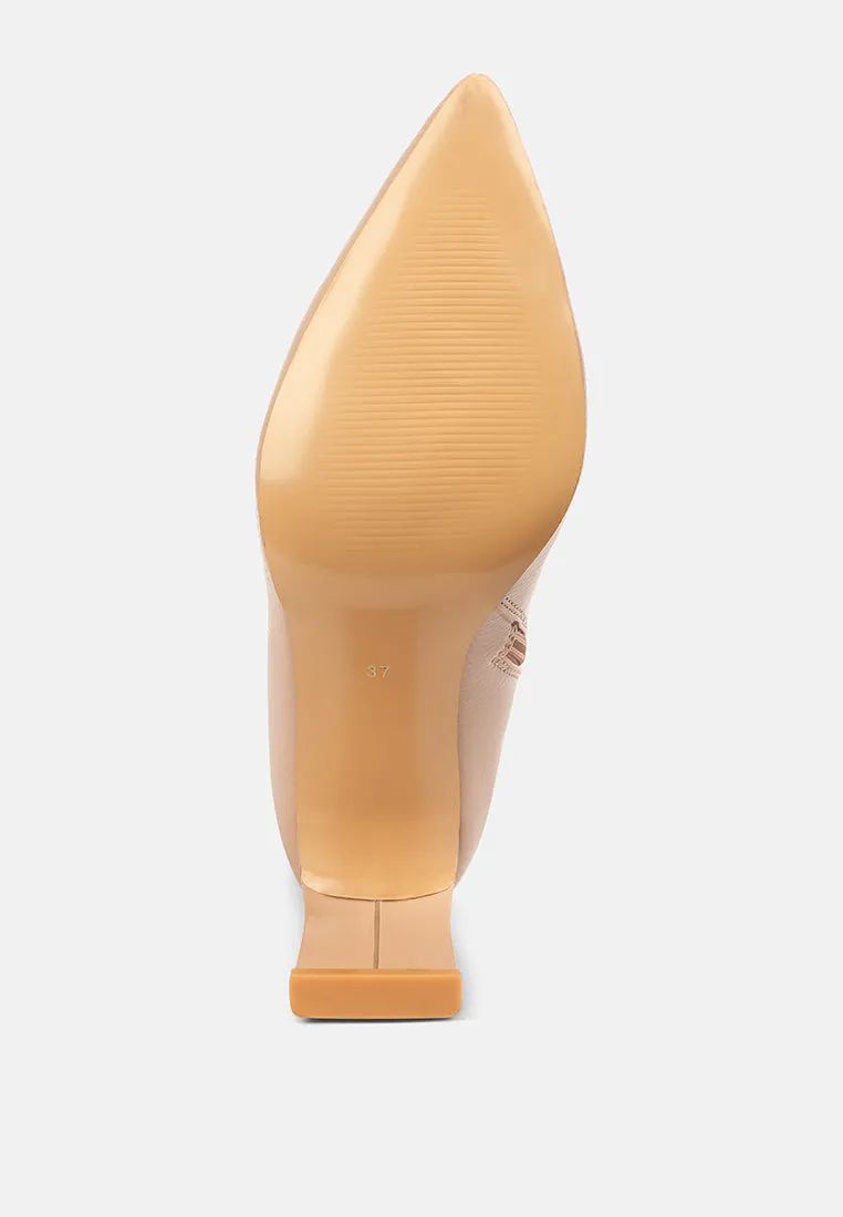 minkles patent pu long slim block heeled boots