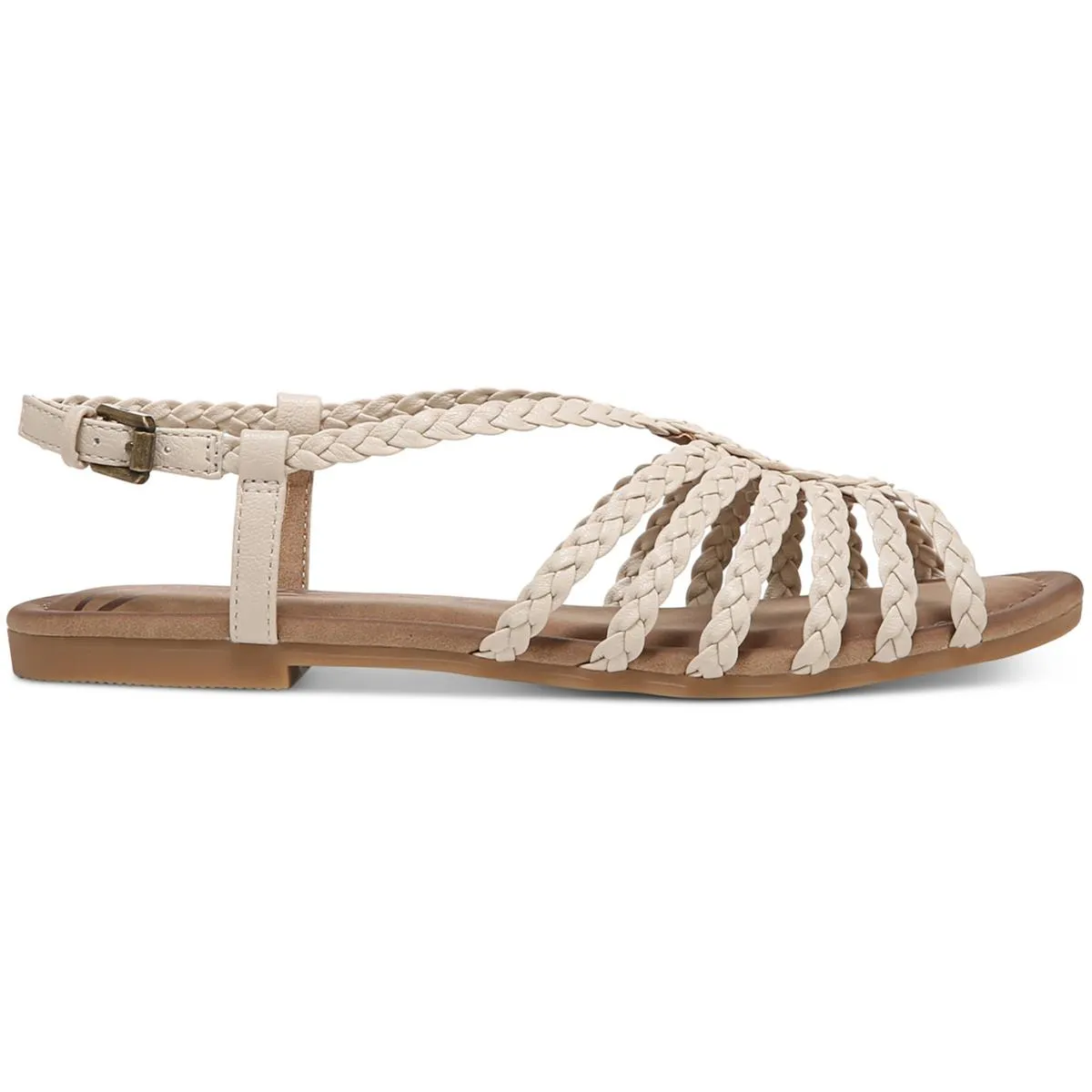 Misha Womens Faux Leather Braided Slingback Sandals