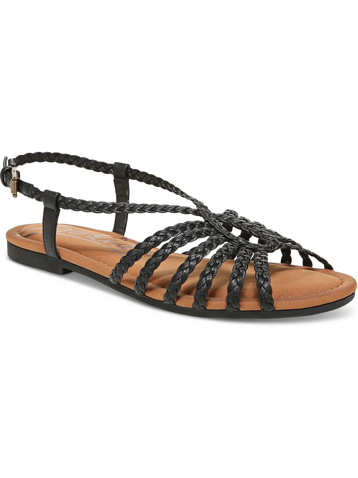 Misha Womens Faux Leather Braided Slingback Sandals